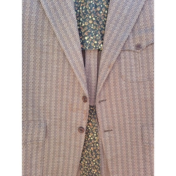 Vintage Malibu of Beverly Hills  Men's Brown Herringbone ish 2 Button Blazer - Picture 8 of 10